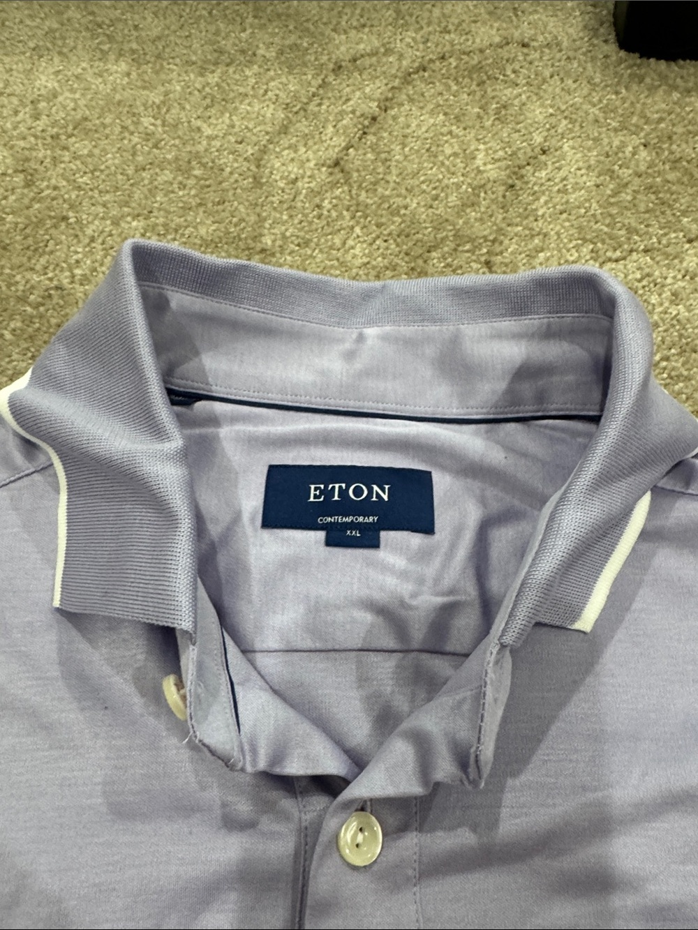 ETON Men’s Lavender Polo with White Trim